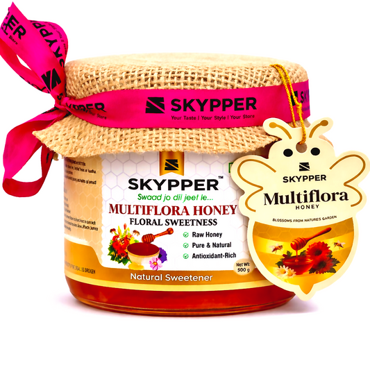 Skypper Multiflora Honey | Pure & Natural | Rich Aroma & Balanced Sweetness | Loaded with Enzymes, Minerals & Antioxidants | Daily Health Tonic | Food-Grade Glass Jar (250g,500g,700g Multiflora Honey)