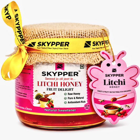 Skypper Litchi Honey| Pure & Natural | Rich Aroma & Balanced Sweetness | Loaded with Enzymes, Minerals & Antioxidants | Daily Health Tonic | Food-Grade Glass Jar (250g,500g,700g Litchi Honey)