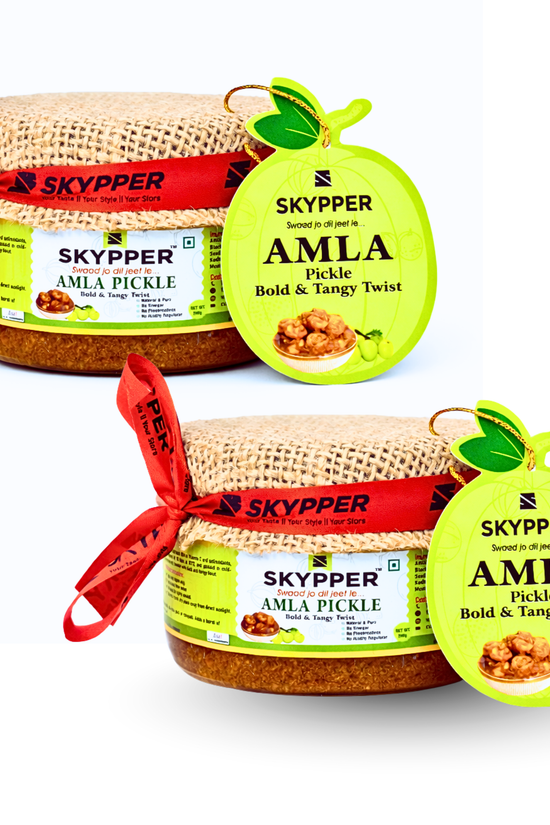 Skypper Amla Pickle | Traditional Tangy & Spicy Indian Achar | Handcrafted, Sun-Dried & Naturally Preserved | Made with Cold-Pressed Mustard Oil | Food Graded Glass Jar