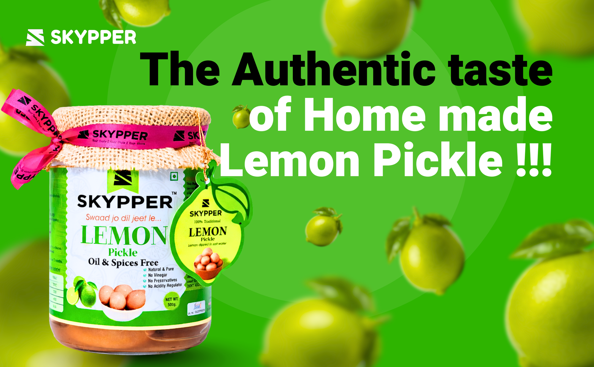 Home-made Lemon Pickle - Tangy Nimbu Ka Achar | Food Graded Glass Jar