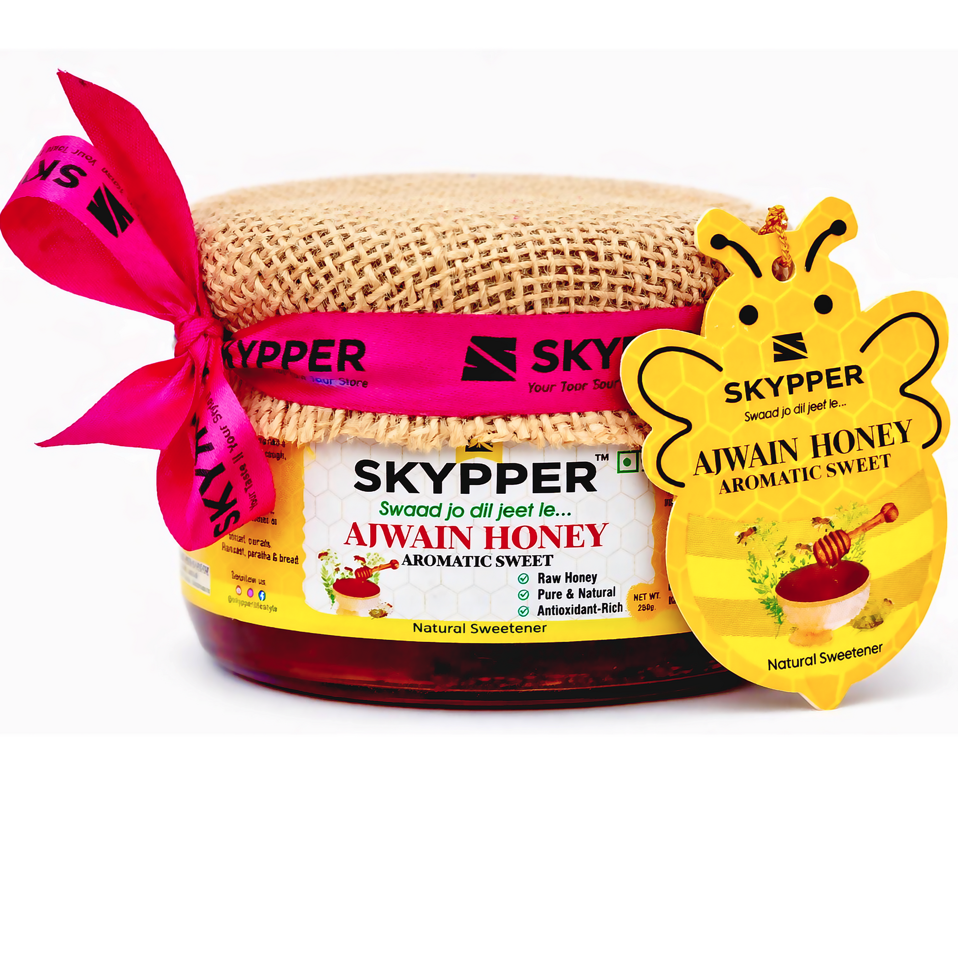 Skypper Ajwain Honey  | Pure & Natural | Rich Aroma & Balanced Sweetness | Loaded with Enzymes, Minerals & Antioxidants | Daily Health Tonic | Food-Grade Glass Jar (250g,500g,700g Ajwain Honey)
