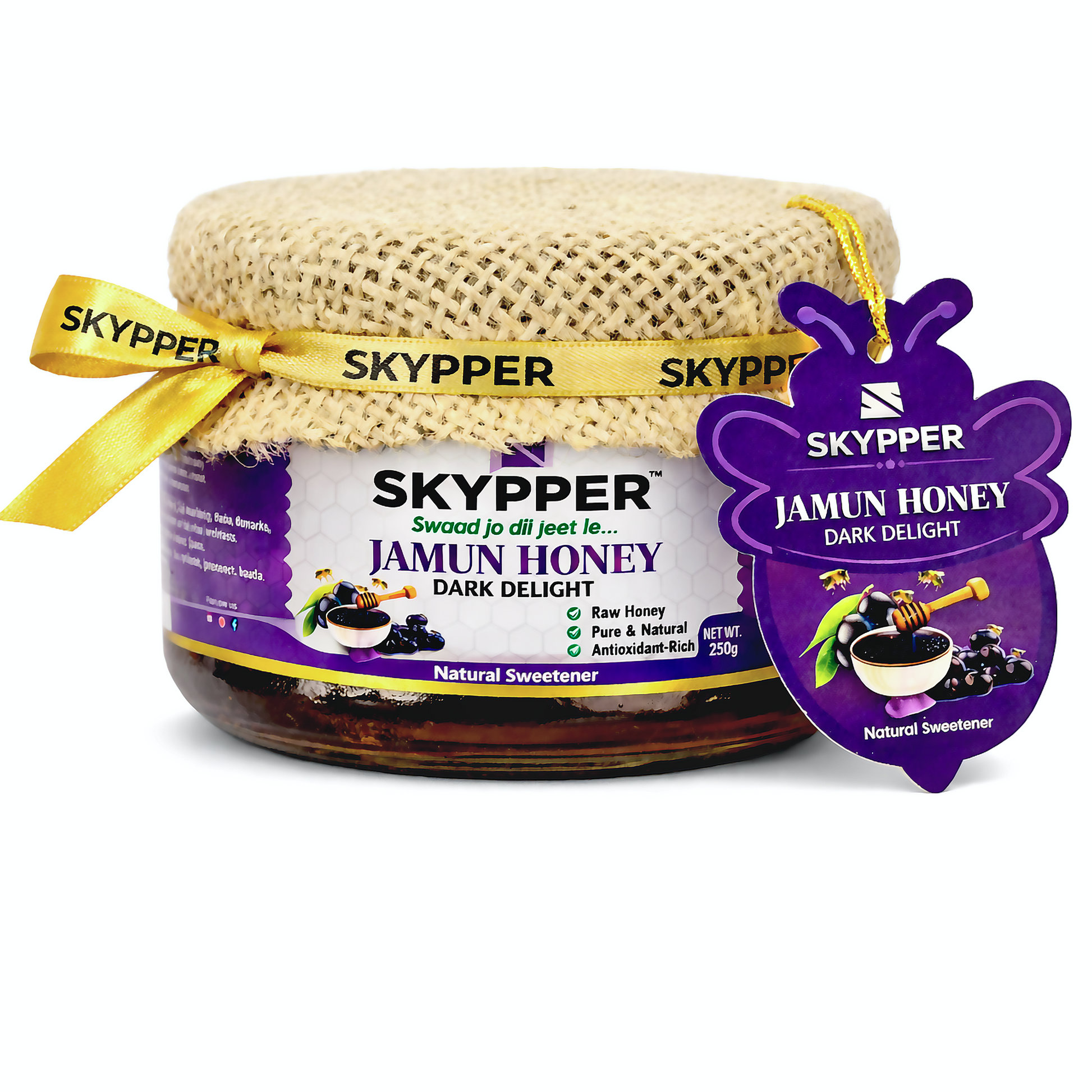 Skypper Jamun Honey| Pure & Natural | Rich Aroma & Balanced Sweetness | Loaded with Enzymes, Minerals & Antioxidants | Daily Health Tonic | Food-Grade Glass Jar (250g,500g,700g Jamun Honey)