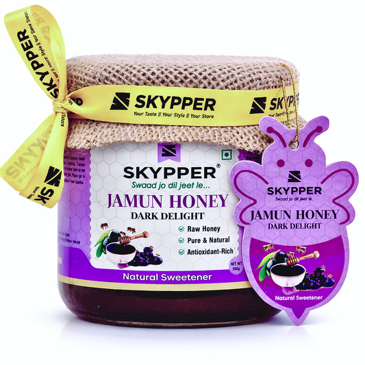 Skypper Jamun Honey| Pure & Natural | Rich Aroma & Balanced Sweetness | Loaded with Enzymes, Minerals & Antioxidants | Daily Health Tonic | Food-Grade Glass Jar (250g,500g,700g Jamun Honey)