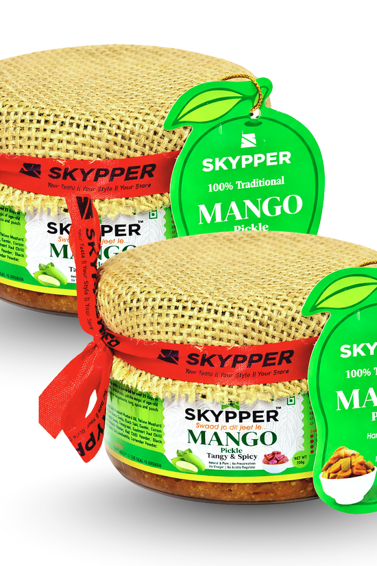 Skypper Mango Pickle  | Traditional Tangy & Spicy Indian Achar | Handcrafted, Sun-Dried & Naturally Preserved | Made with Cold-Pressed Mustard Oil | Food Graded Glass Jar