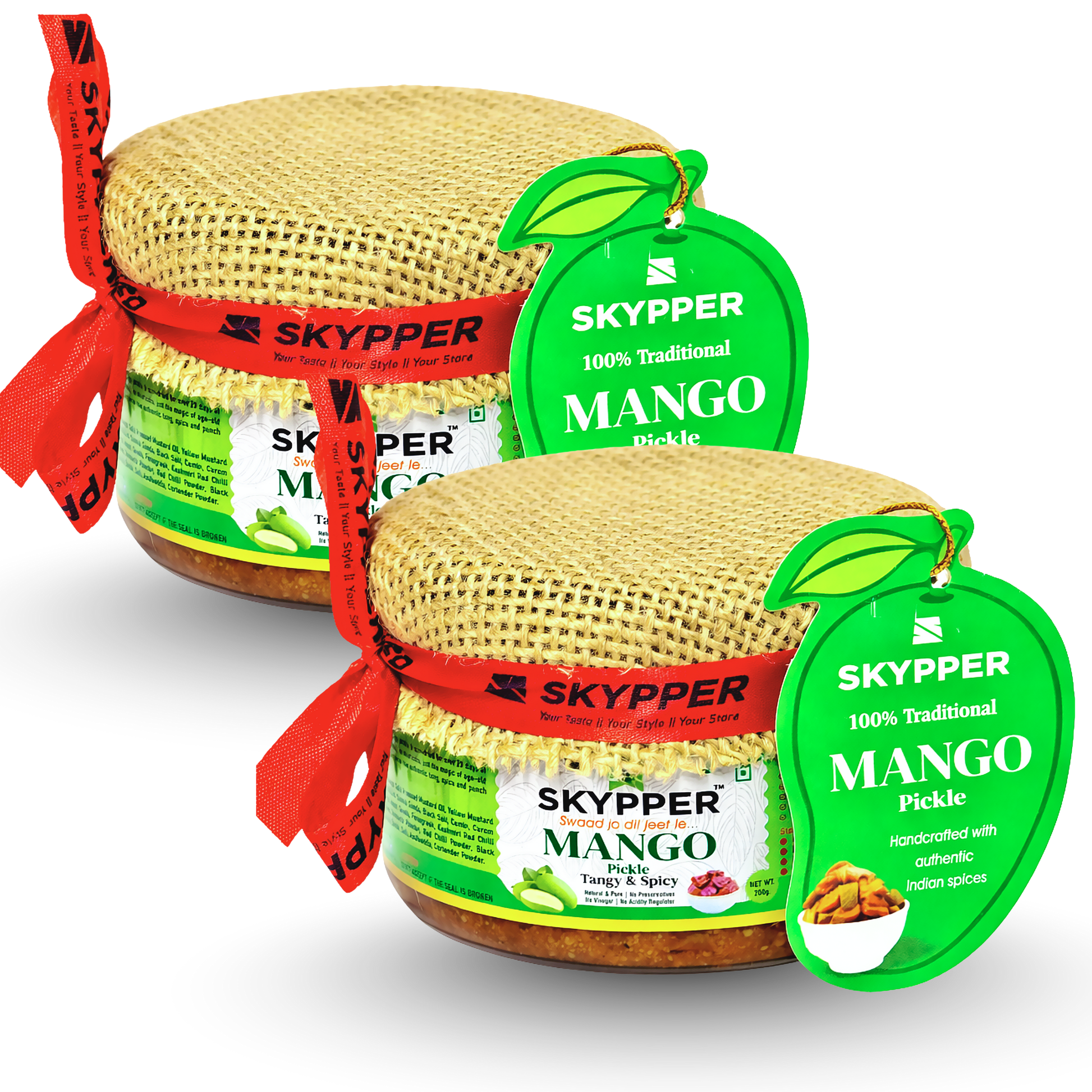 Skypper Mango Pickle  | Traditional Tangy & Spicy Indian Achar | Handcrafted, Sun-Dried & Naturally Preserved | Made with Cold-Pressed Mustard Oil | Food Graded Glass Jar