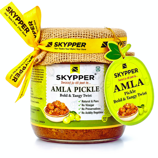 Skypper Amla Pickle | Traditional Tangy & Spicy Indian Achar | Handcrafted, Sun-Dried & Naturally Preserved | Made with Cold-Pressed Mustard Oil | Food Graded Glass Jar
