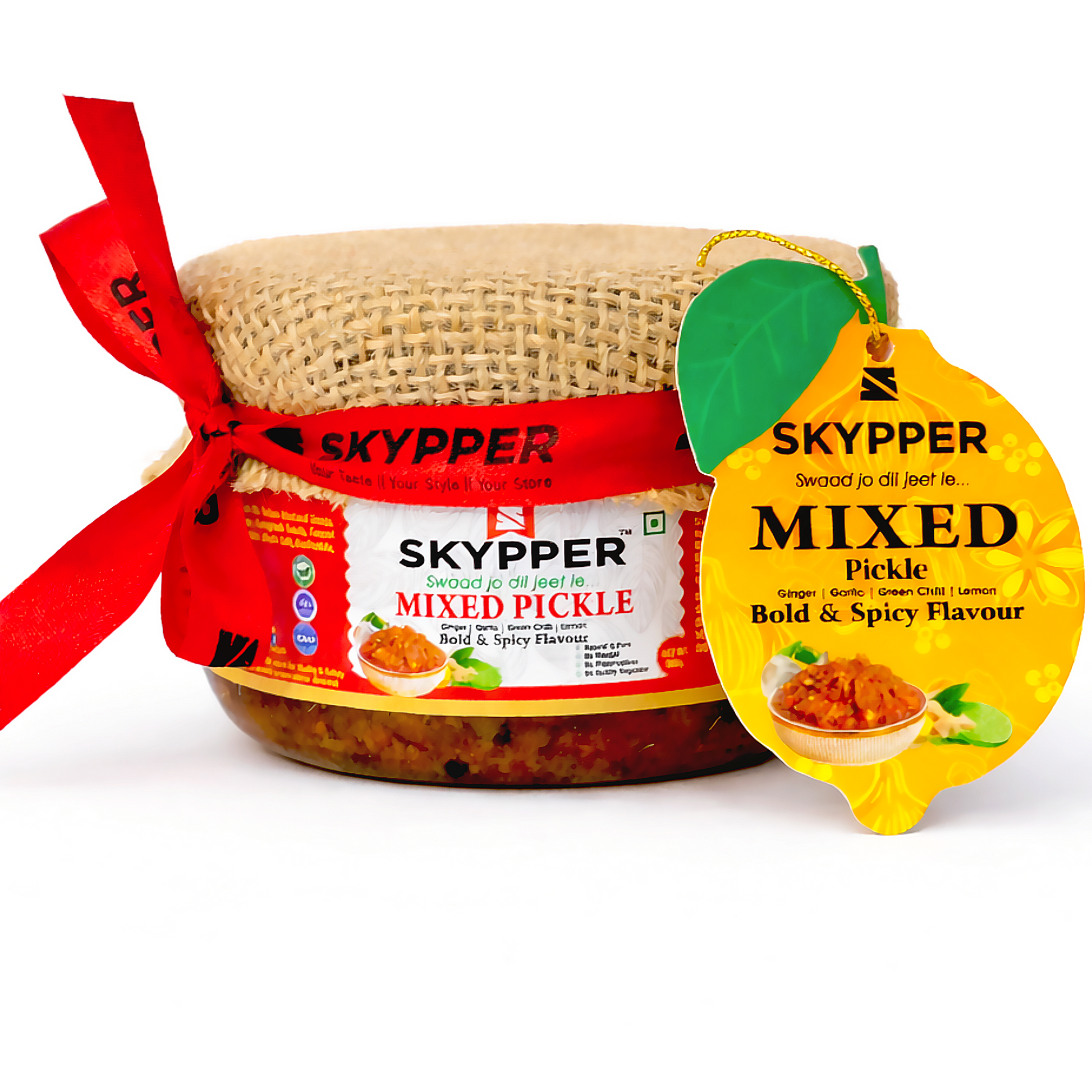 Skypper Mixed Pickle Garlic Ginger Chilli | Traditional Tangy & Spicy Indian Achar | Handcrafted, Sun-Dried & Naturally Preserved | Made with Cold-Pressed Mustard Oil | Food Graded Glass Jar