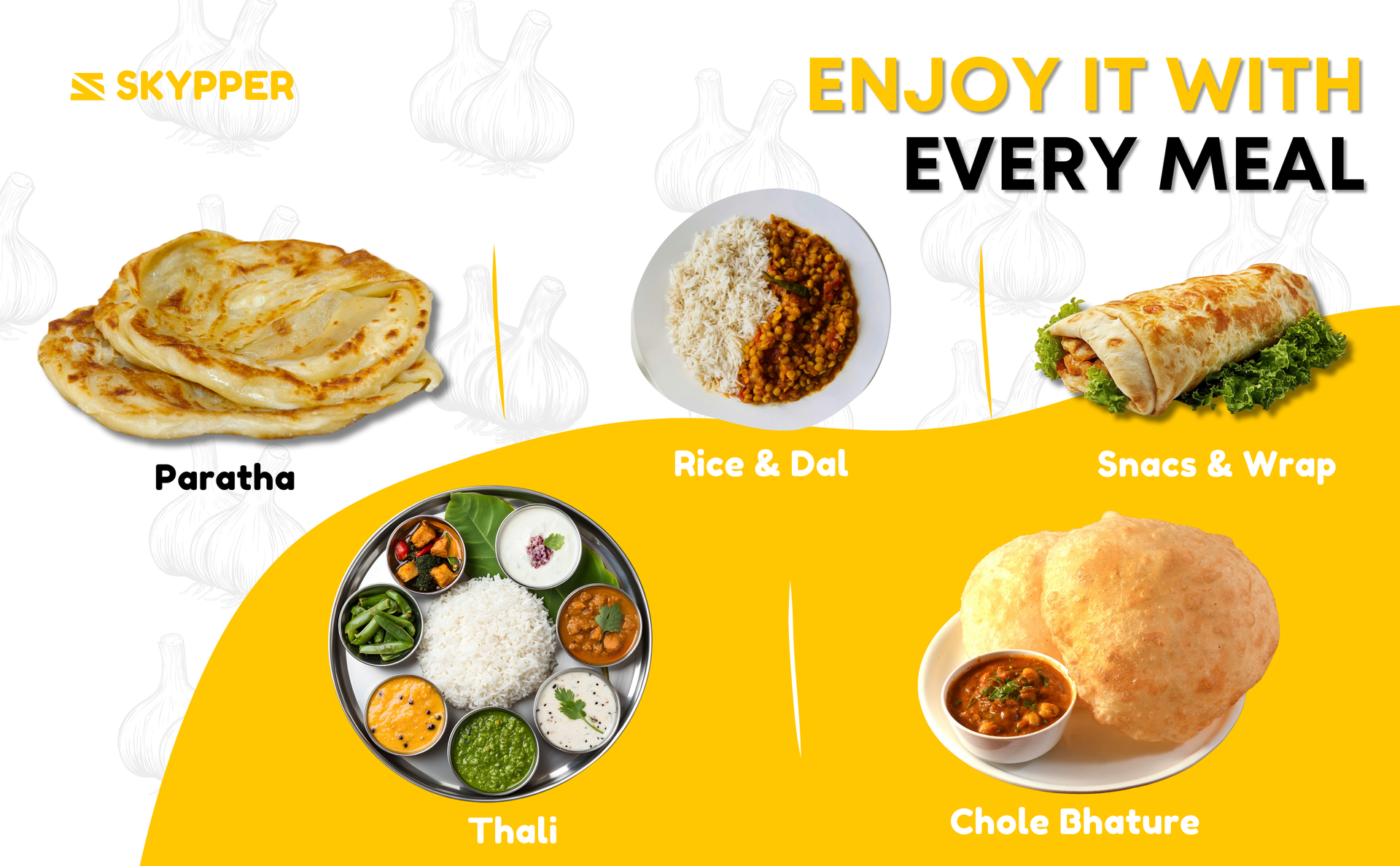 Skypper Garlic Chutney | Traditional Tangy & Spicy Indian Achar | Handcrafted, Sun-Dried & Naturally Preserved | Made with Cold-Pressed Mustard Oil | Food Graded Glass Jar banner