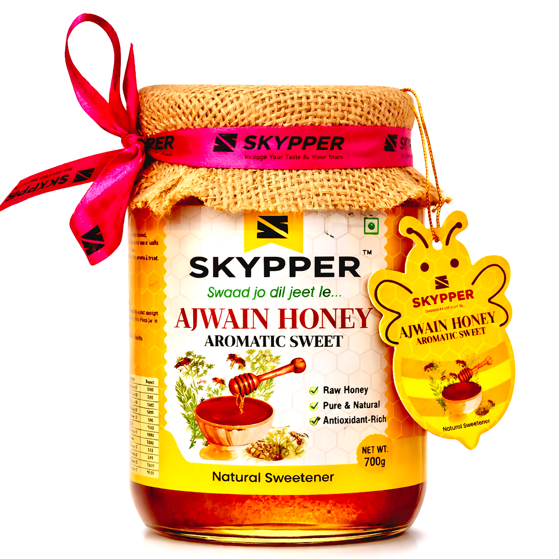 Skypper Ajwain Honey  | Pure & Natural | Rich Aroma & Balanced Sweetness | Loaded with Enzymes, Minerals & Antioxidants | Daily Health Tonic | Food-Grade Glass Jar (250g,500g,700g Ajwain Honey)