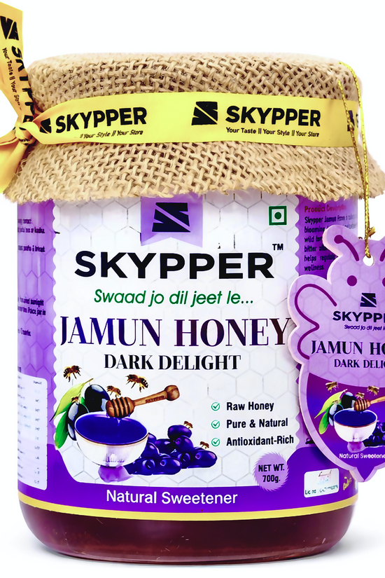 Skypper Jamun Honey| Pure & Natural | Rich Aroma & Balanced Sweetness | Loaded with Enzymes, Minerals & Antioxidants | Daily Health Tonic | Food-Grade Glass Jar (250g,500g,700g Jamun Honey)