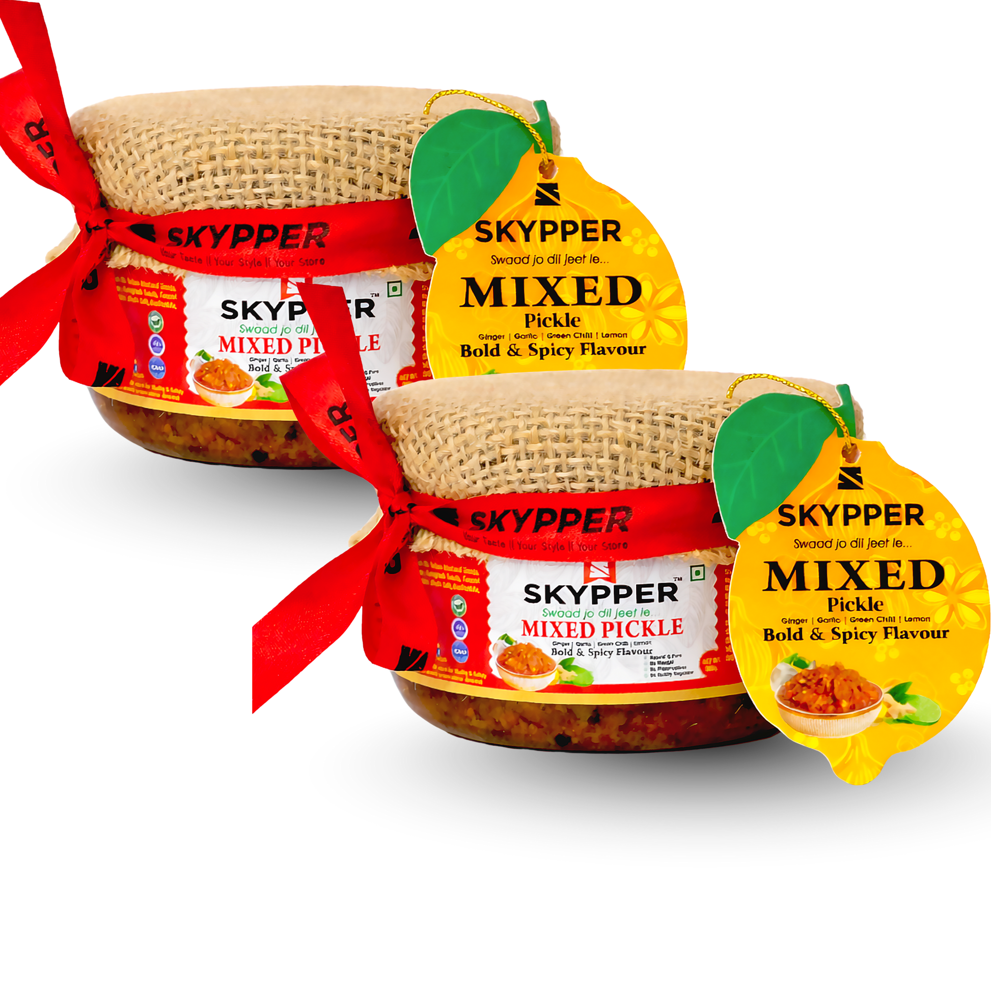 Skypper Mixed Pickle Garlic Ginger Chilli | Traditional Tangy & Spicy Indian Achar | Handcrafted, Sun-Dried & Naturally Preserved | Made with Cold-Pressed Mustard Oil | Food Graded Glass Jar