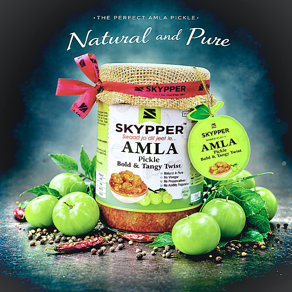 Skypper Amla Pickle | Traditional Tangy & Spicy Indian Achar | Handcrafted, Sun-Dried & Naturally Preserved | Made with Cold-Pressed Mustard Oil | Food Graded Glass Jar