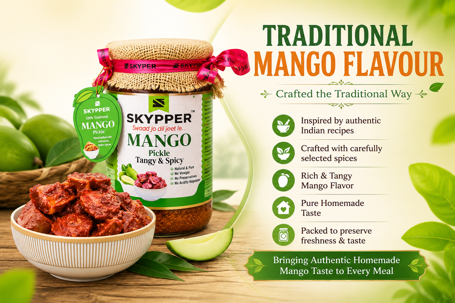 Home-made Mango Pickle  | Cold Pressed Mustard oil | Food graded Glass Jar
