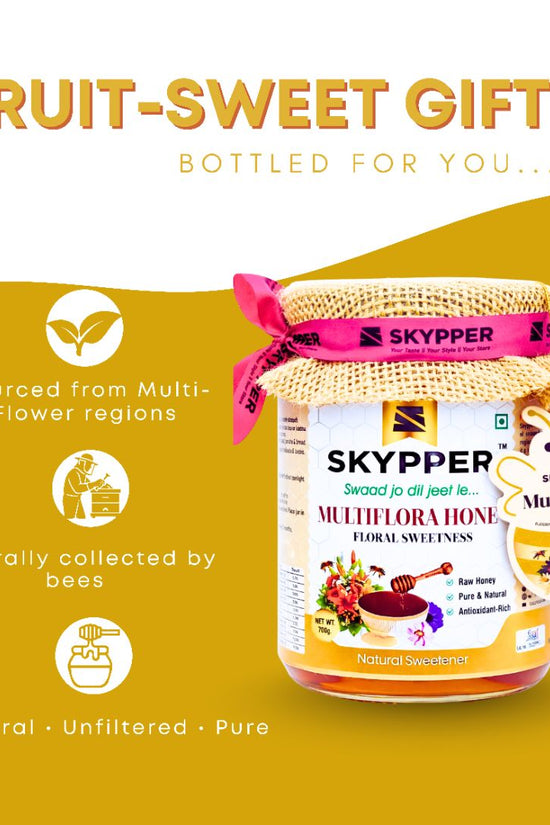 Skypper Multiflora Honey | Pure & Natural | Rich Aroma & Balanced Sweetness | Loaded with Enzymes, Minerals & Antioxidants | Daily Health Tonic | Food-Grade Glass Jar (250g,500g,700g Multiflora Honey)