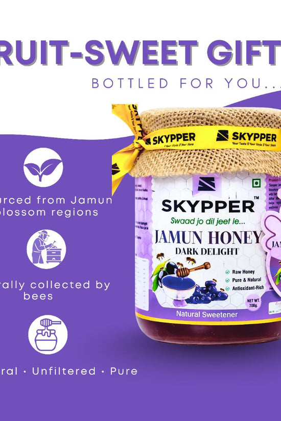 Skypper Jamun Honey| Pure & Natural | Rich Aroma & Balanced Sweetness | Loaded with Enzymes, Minerals & Antioxidants | Daily Health Tonic | Food-Grade Glass Jar (250g,500g,700g Jamun Honey)