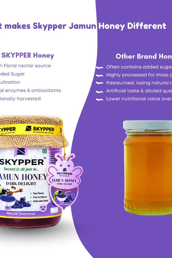 Skypper Jamun Honey| Pure & Natural | Rich Aroma & Balanced Sweetness | Loaded with Enzymes, Minerals & Antioxidants | Daily Health Tonic | Food-Grade Glass Jar (250g,500g,700g Jamun Honey)