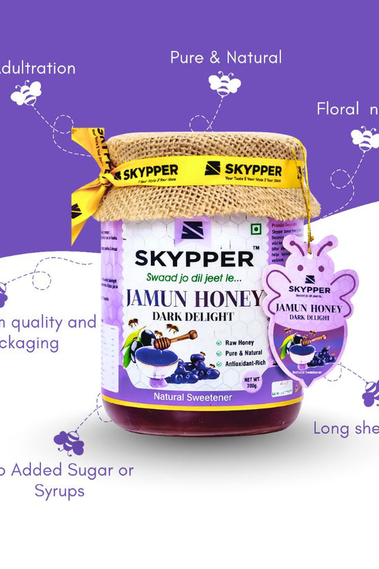 Skypper Jamun Honey| Pure & Natural | Rich Aroma & Balanced Sweetness | Loaded with Enzymes, Minerals & Antioxidants | Daily Health Tonic | Food-Grade Glass Jar (250g,500g,700g Jamun Honey)
