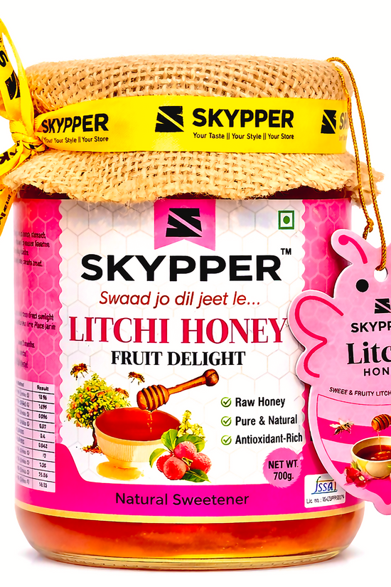 Skypper Litchi Honey| Pure & Natural | Rich Aroma & Balanced Sweetness | Loaded with Enzymes, Minerals & Antioxidants | Daily Health Tonic | Food-Grade Glass Jar (250g,500g,700g Litchi Honey)