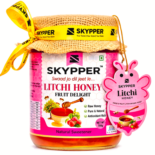 Skypper Litchi Honey| Pure & Natural | Rich Aroma & Balanced Sweetness | Loaded with Enzymes, Minerals & Antioxidants | Daily Health Tonic | Food-Grade Glass Jar (250g,500g,700g Litchi Honey)