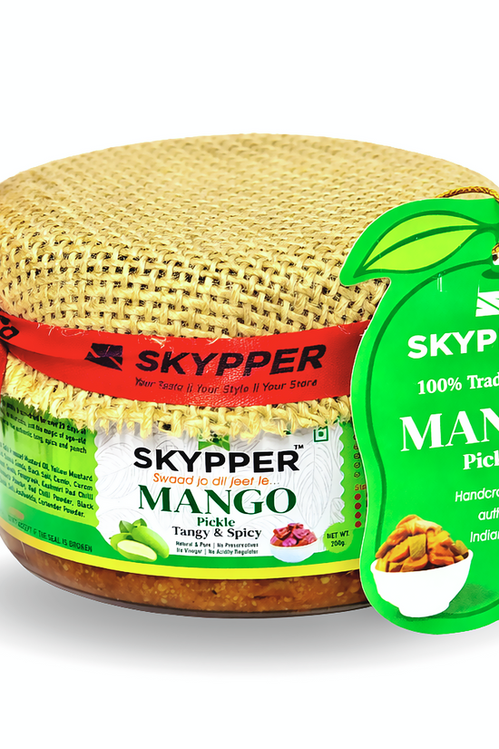 Skypper Mango Pickle  | Traditional Tangy & Spicy Indian Achar | Handcrafted, Sun-Dried & Naturally Preserved | Made with Cold-Pressed Mustard Oil | Food Graded Glass Jar