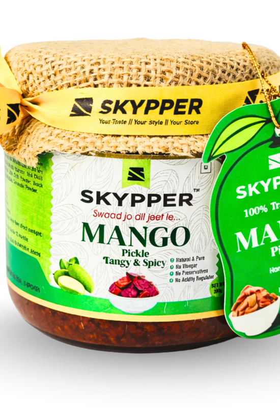 Skypper Mango Pickle  | Traditional Tangy & Spicy Indian Achar | Handcrafted, Sun-Dried & Naturally Preserved | Made with Cold-Pressed Mustard Oil | Food Graded Glass Jar