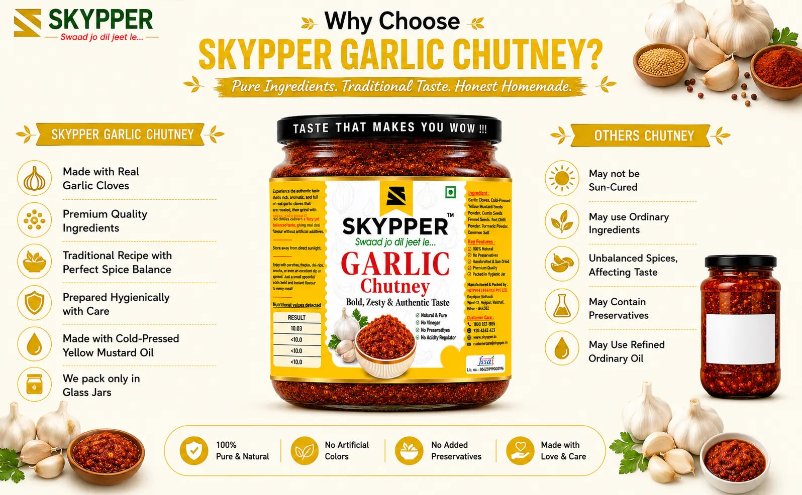 Home-made Garlic Chutney | Cold Pressed Mustard oil | No Preservative