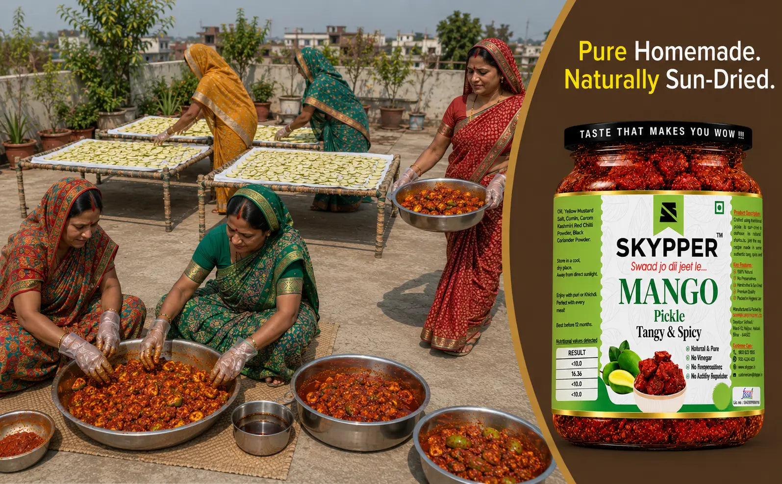 Home-made Mango Pickle  | Cold Pressed Mustard oil | Food graded Glass Jar