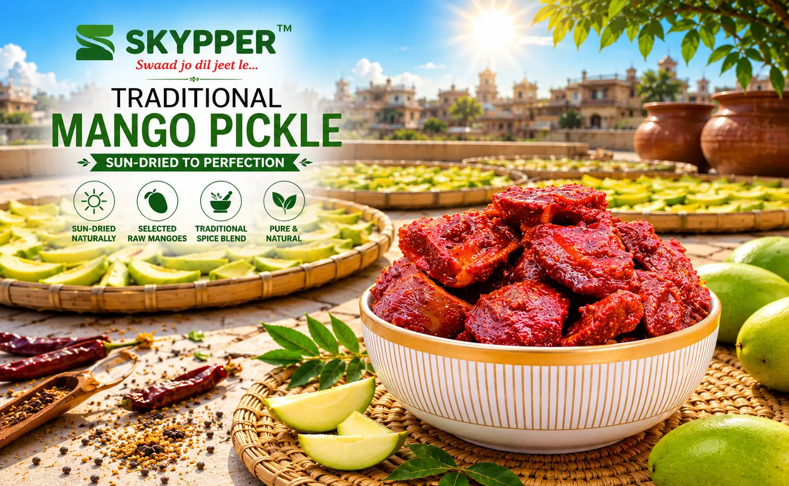Home-made Mango Pickle  | Cold Pressed Mustard oil | Food graded Glass Jar