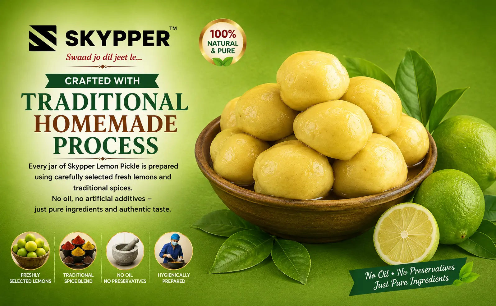 The Skypper Duo Combo: Garlic Pickle + Lemon Pickle — Bihar's Most Loved Pickle Pair